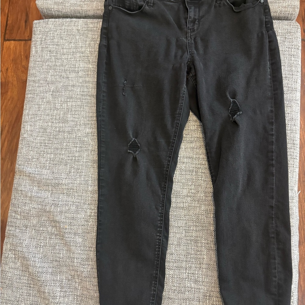 Buffalo David Bitton Women's Black Ripped Skinny Jeans black distressed